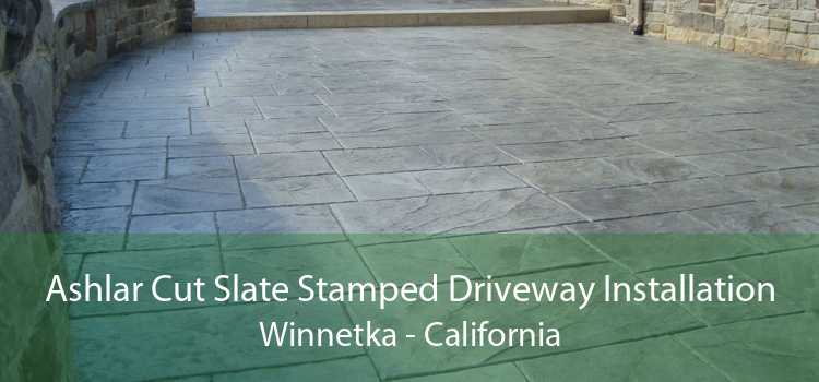Ashlar Cut Slate Stamped Driveway Installation Winnetka - California