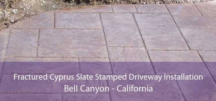 Fractured Cyprus Slate Stamped Driveway Installation Bell Canyon - California