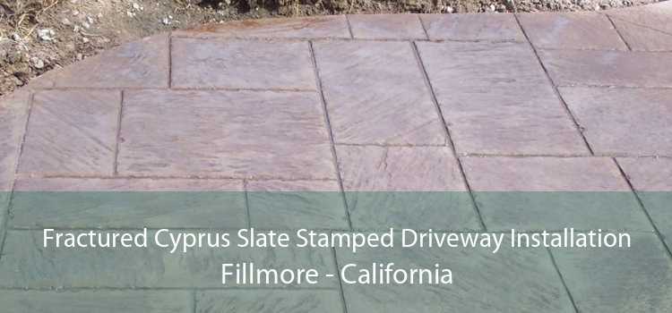 Fractured Cyprus Slate Stamped Driveway Installation Fillmore - California