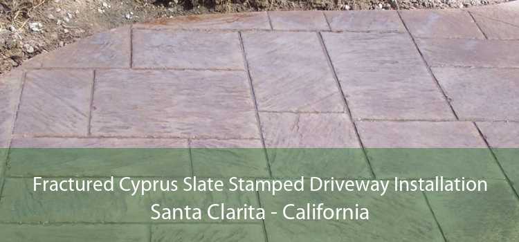 Fractured Cyprus Slate Stamped Driveway Installation Santa Clarita - California