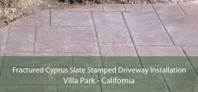 Fractured Cyprus Slate Stamped Driveway Installation Villa Park - California