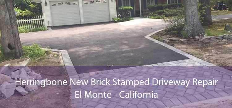 Herringbone New Brick Stamped Driveway Repair El Monte - California