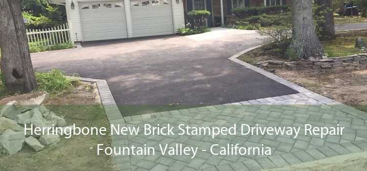 Herringbone New Brick Stamped Driveway Repair Fountain Valley - California