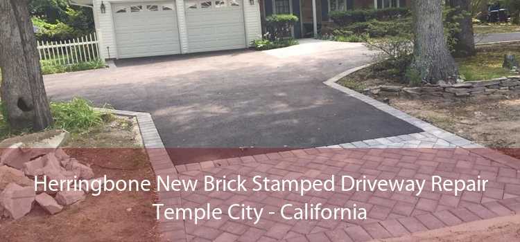 Herringbone New Brick Stamped Driveway Repair Temple City - California
