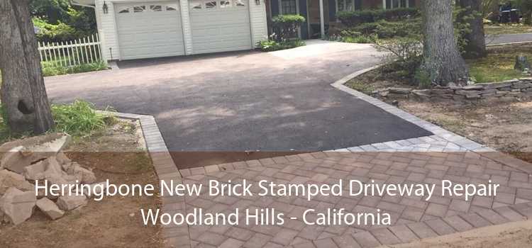 Herringbone New Brick Stamped Driveway Repair Woodland Hills - California