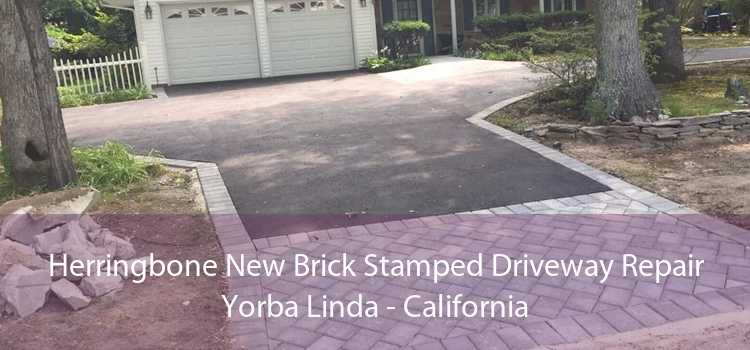 Herringbone New Brick Stamped Driveway Repair Yorba Linda - California
