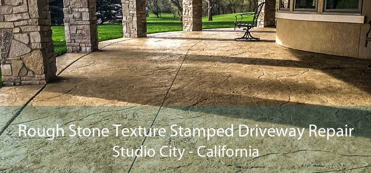 Rough Stone Texture Stamped Driveway Repair Studio City - California