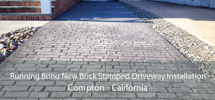 Running Bond New Brick Stamped Driveway Installation Compton - California