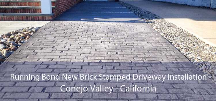 Running Bond New Brick Stamped Driveway Installation Conejo Valley - California