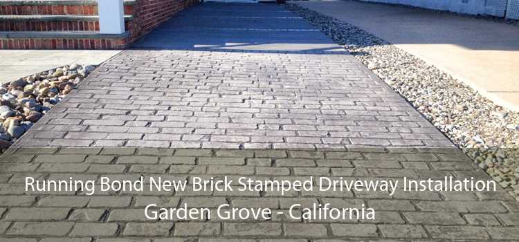 Running Bond New Brick Stamped Driveway Installation Garden Grove - California