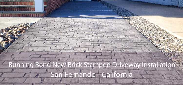 Running Bond New Brick Stamped Driveway Installation San Fernando - California