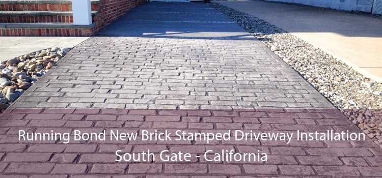 Running Bond New Brick Stamped Driveway Installation South Gate - California