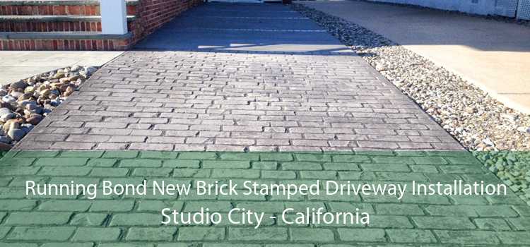 Running Bond New Brick Stamped Driveway Installation Studio City - California