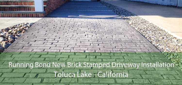 Running Bond New Brick Stamped Driveway Installation Toluca Lake - California