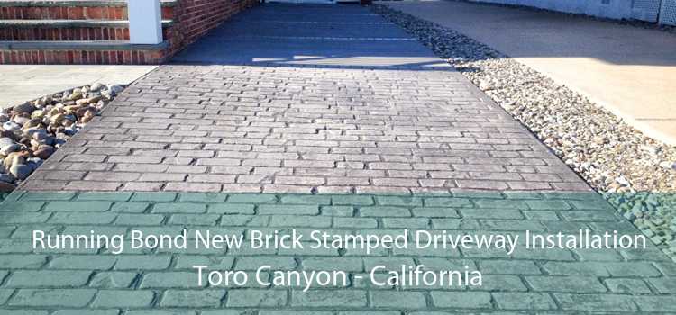 Running Bond New Brick Stamped Driveway Installation Toro Canyon - California