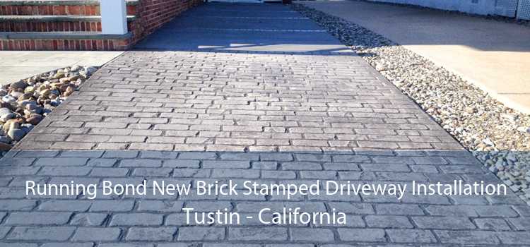 Running Bond New Brick Stamped Driveway Installation Tustin - California