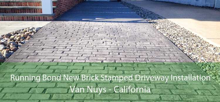 Running Bond New Brick Stamped Driveway Installation Van Nuys - California